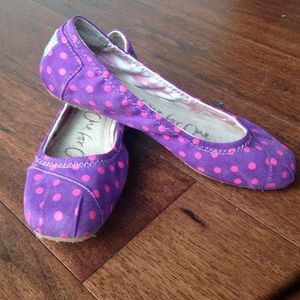 TOMS Pink and Purple Polka Dot Ballet Flats