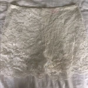 White lace shorts
