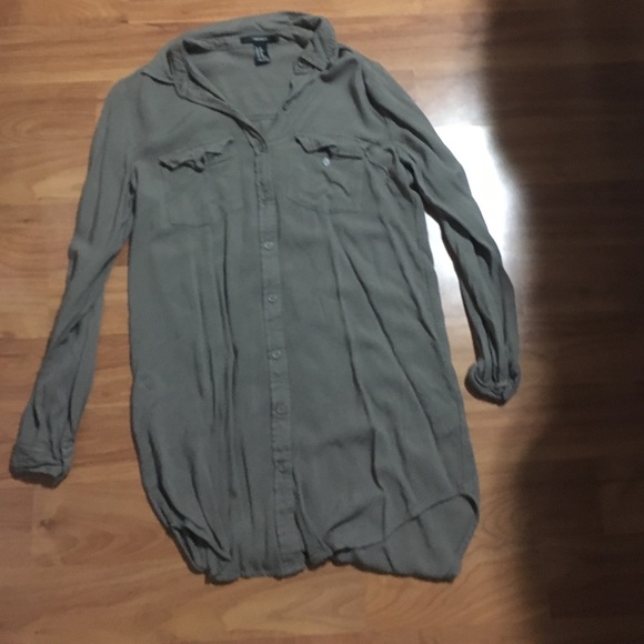 Olive Green Button Up Dress