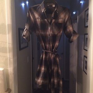 Brown & Black Flannel Tunic