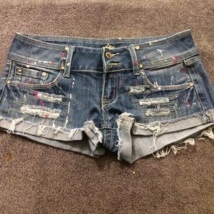 Ripped jean shorts