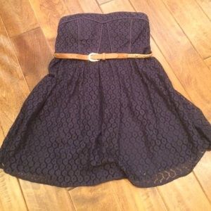 Navy lace dress with belt