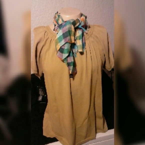 Jones New York Olive Green Blouse/Scarf 3x
