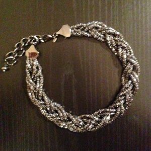 Express braided mesh necklace in platinum