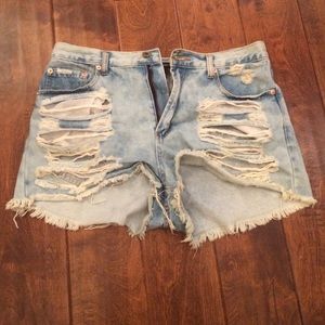 Cutoff jean shorts