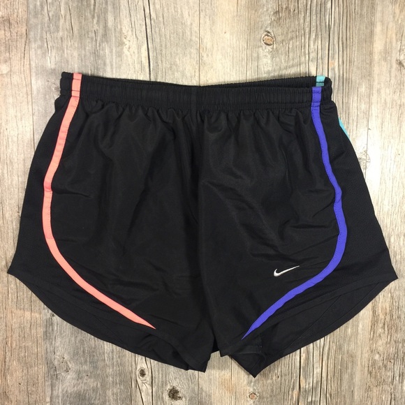 black nike shorts with colorful trim