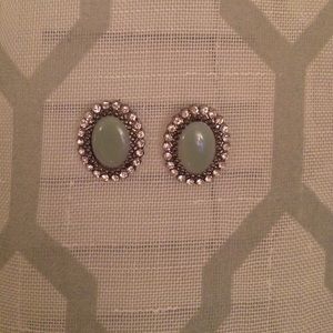 Mint and white rhinestone studs