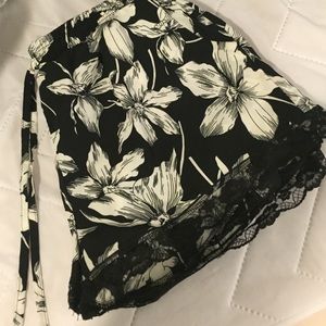 Lace trimmed floral shorts