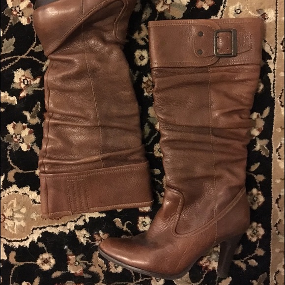 Coco matisse high heel brown leather boot size 7.