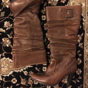 Coco matisse high heel brown leather boot size 7.