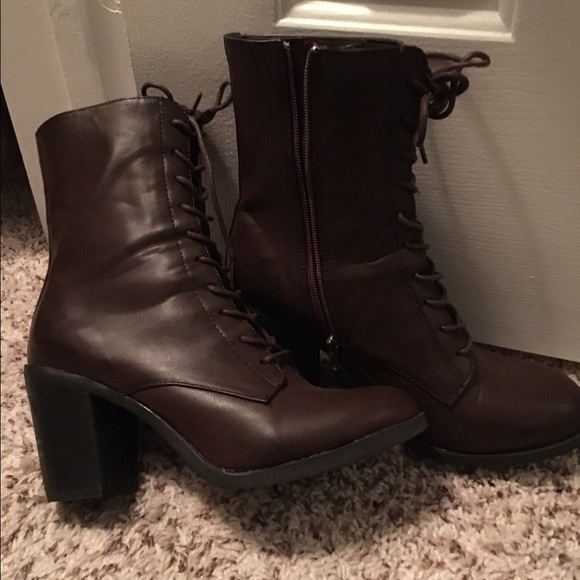 Chunky Heel Ankle Boots, Sz 9