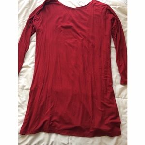 Long Sleeve Red T-Shirt Dress