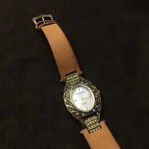 Heidi Daus Genuine Leather Gem Watch