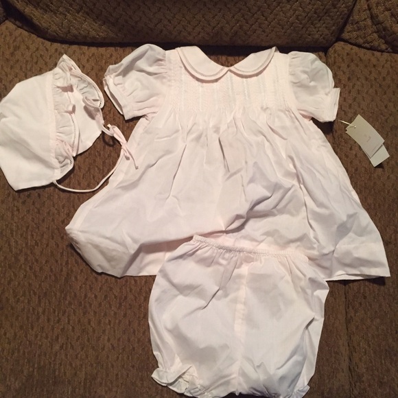 Dress, bonnet, bloomers - New with tags 3 months
