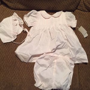 Dress, bonnet, bloomers - New with tags 3 months