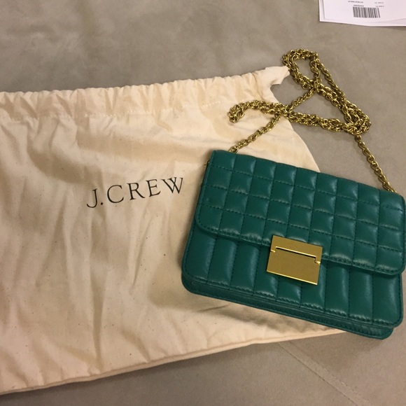 Leather green cross body JCrew bag.
