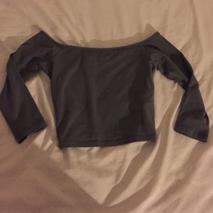Grey Hollister Off The Shoulder Crop Top