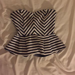 Forever 21 Striped Sweetheart Neckline Shirt