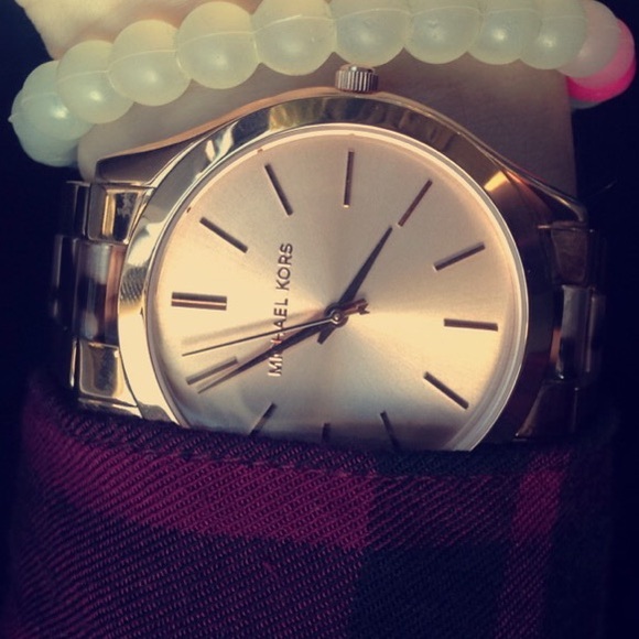 Rose Gold Michael Kors watch w/ tortoise links