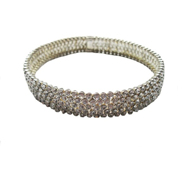 Vintage Jewelry - Vintage rhinestone clear crystal expandable choker