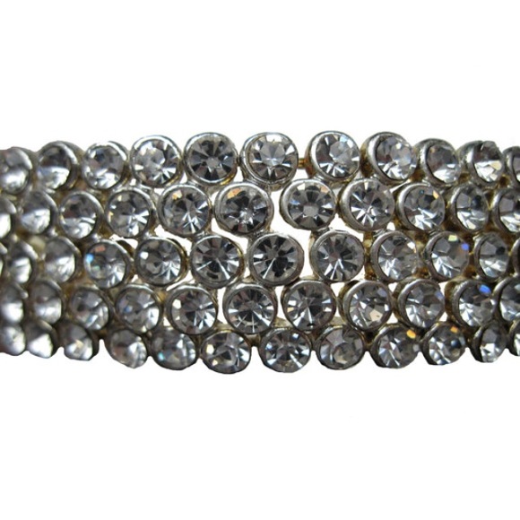Vintage rhinestone clear crystal expandable choker - Picture 3 of 4