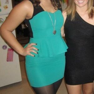Teal peplum dress