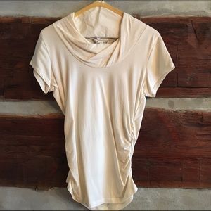 CAbi cream colored shirt with rouching.
