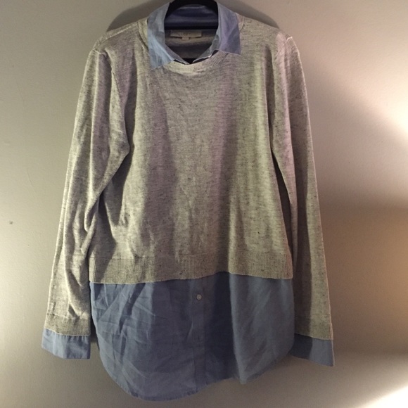 Loft Sweater w/ Collared Shirt Size L