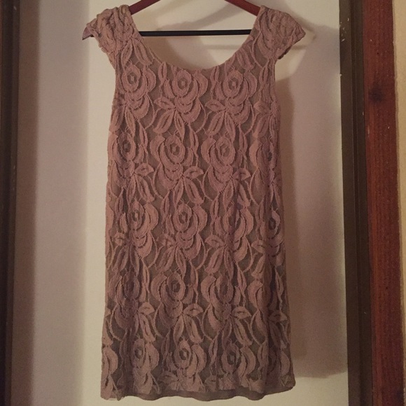 Taupe lacy dress with slip