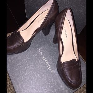 REDUCED Via Spiga brown leather penny loafers