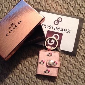 Coach mini photo keychain pink floral