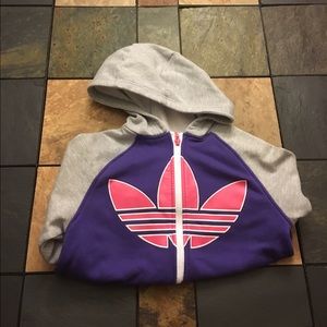 💜 Purple pink && Grey Adidas Zip Up sweater 💜