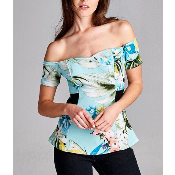 LOWEST Peplum Floral Off Shoulder Top - Picture 4 of 4