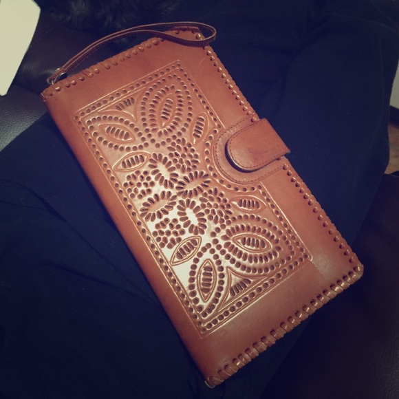 Vintage western style large wallet clutch