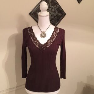 ❇️Cache, M, brown v-neck top