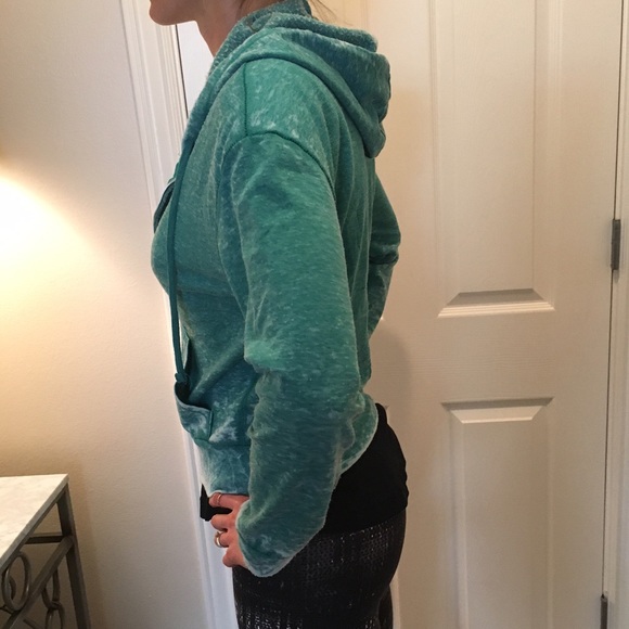 Urban outfitters Turquoise textured zip up hoodie - Picture 3 of 4