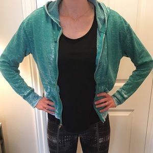 Urban outfitters Turquoise textured zip up hoodie