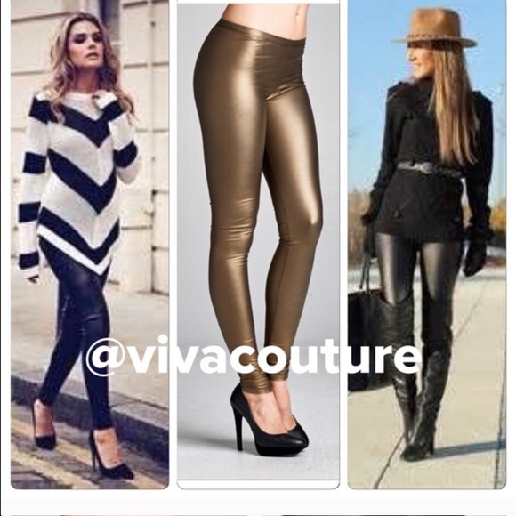 Vegan Faux Leather Leggings - Picture 3 of 4