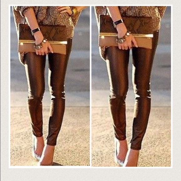 Vegan Faux Leather Leggings - Picture 4 of 4