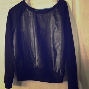 Black leather sweater