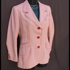 De Graff David Hayes Red Houndstooth Wool Blazer De Graff David Hayes Red Houndstooth Wool Blazer