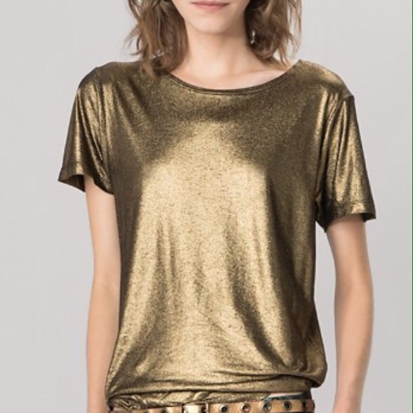 Metallic ‘Liquid-Gold’ Top || Maje