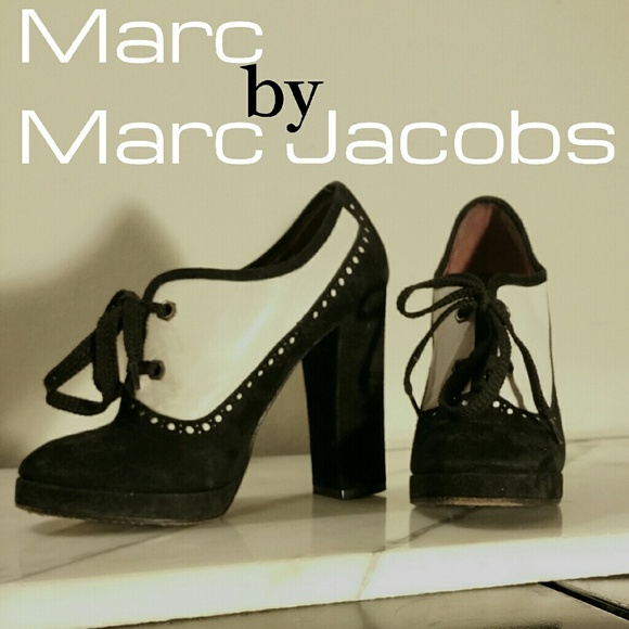 Black and white Suede Oxford Heels