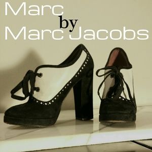 Black and white Suede Oxford Heels