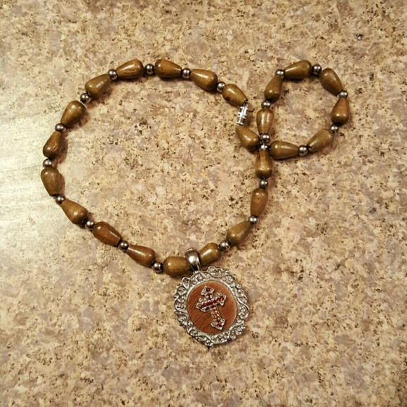 Brown cross necklace
