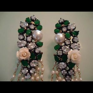 Vintage Russian Mogul Fx Pearl Waterfall Earrings