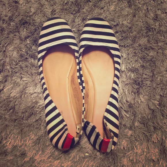 Black and White Striped Flats