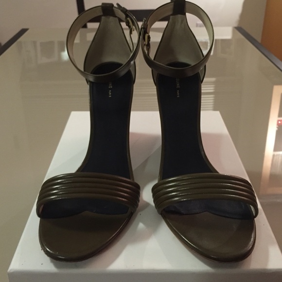 Celine forest green wedge sandal, sleek