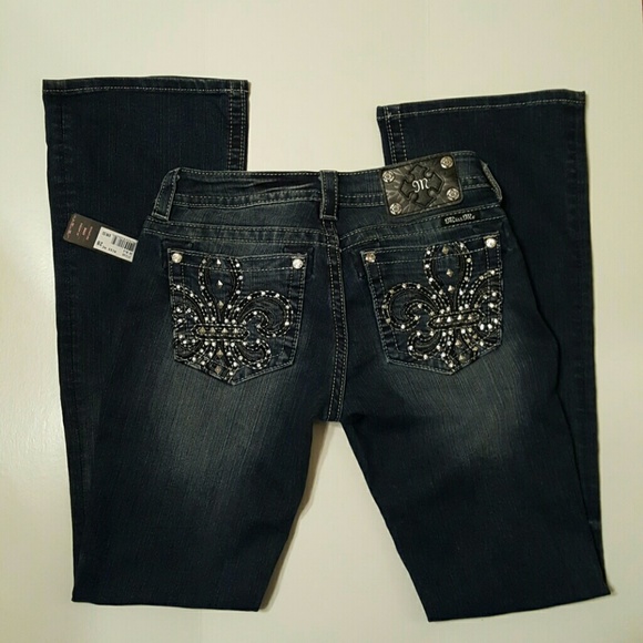 Miss Me Fleur De Lis Boot Cut Dark Wash Jeans 28