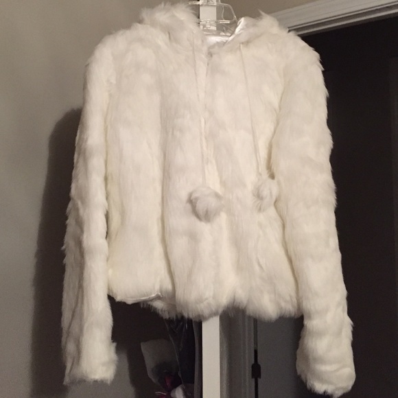 Hooded fur coat